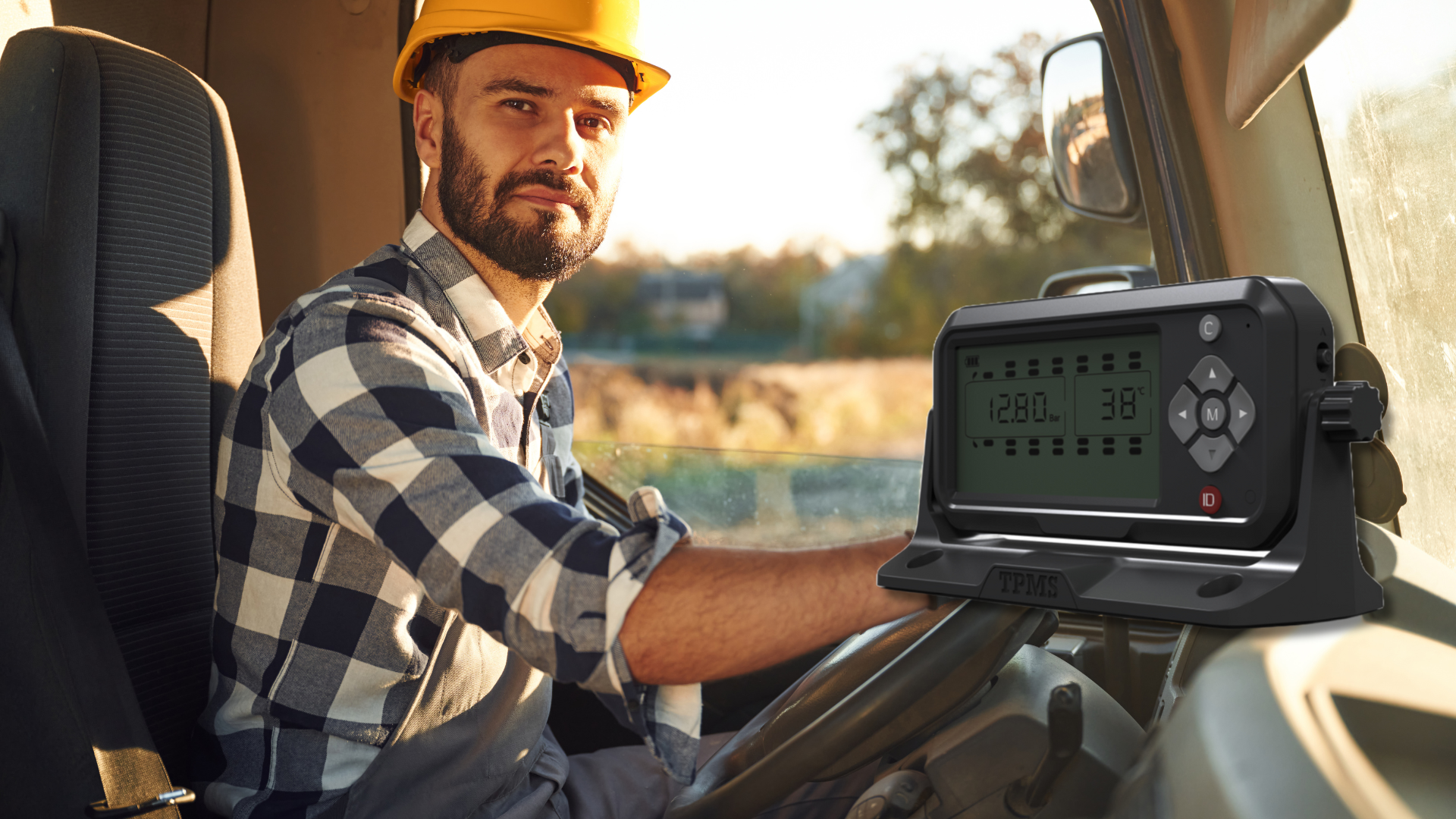 TPMS Receiver with Display - Gateway for monitoring up to 26 wheels with real-time pressure and temperature alerts for multi-axle vehicles